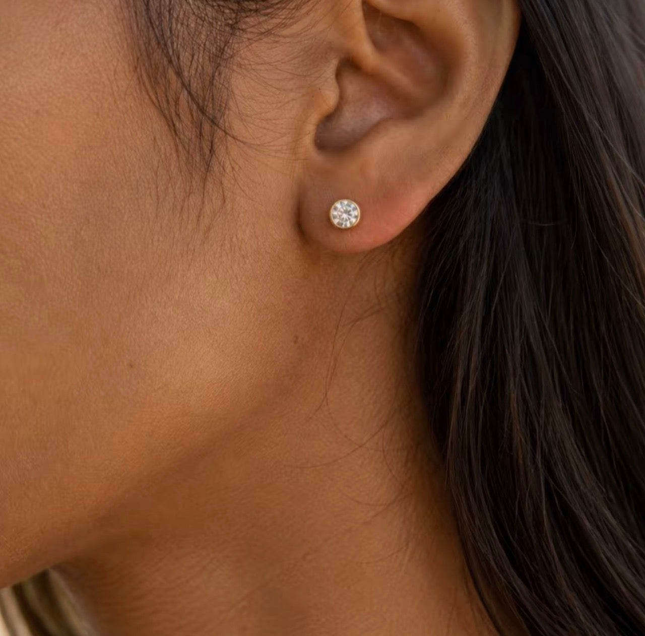 Noëlle Bezel Moissanite Studs