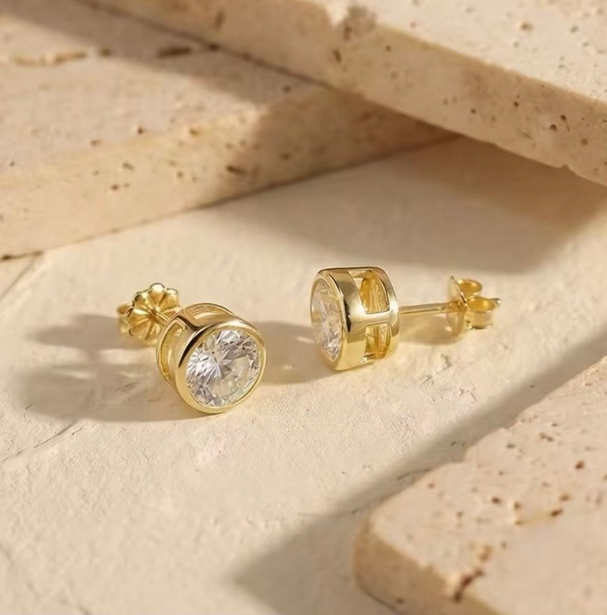 Noëlle Bezel Moissanite Studs