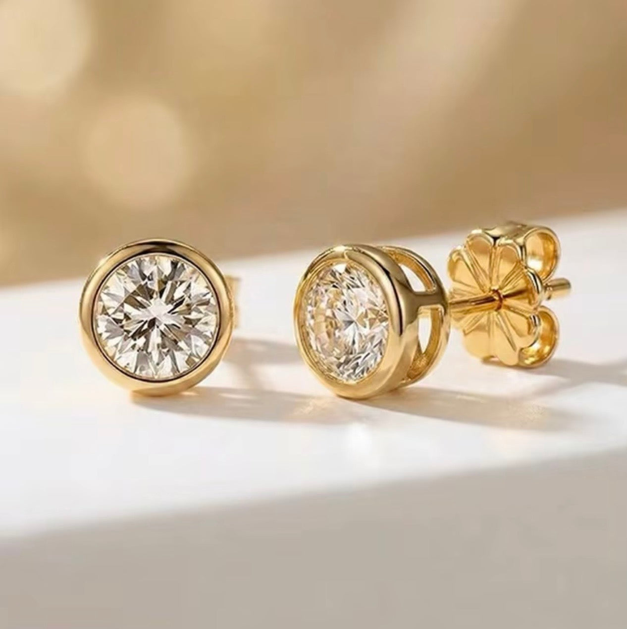 Noëlle Bezel Moissanite Studs