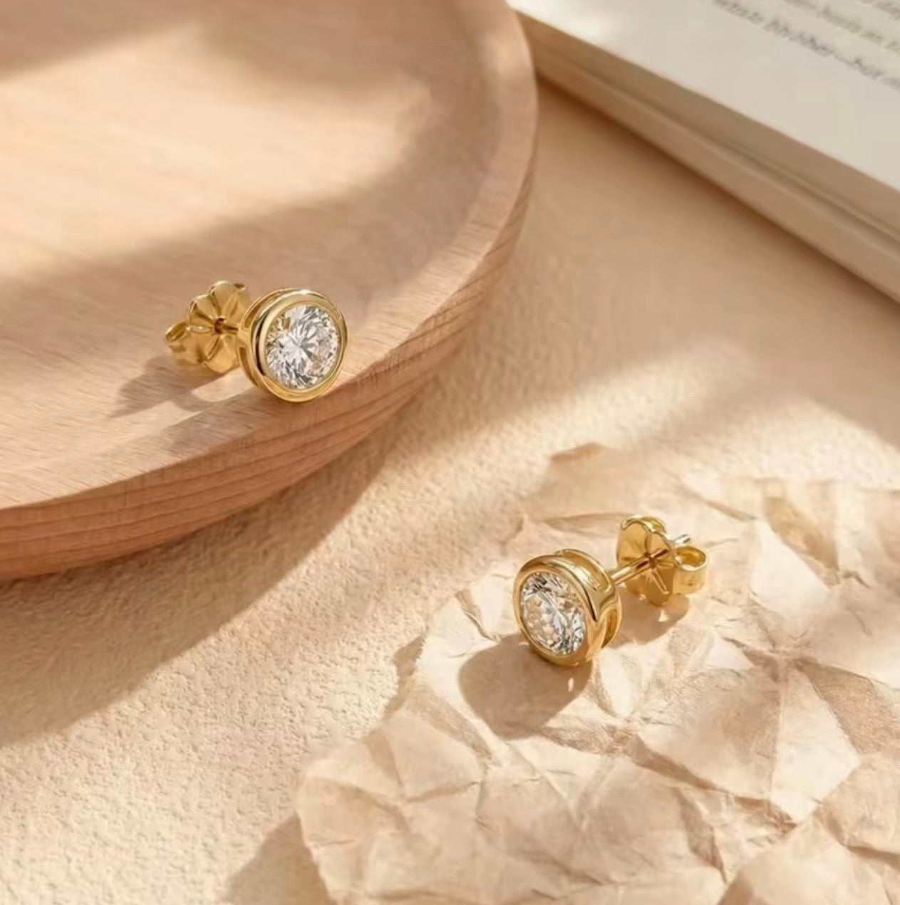 Noëlle Bezel Moissanite Studs